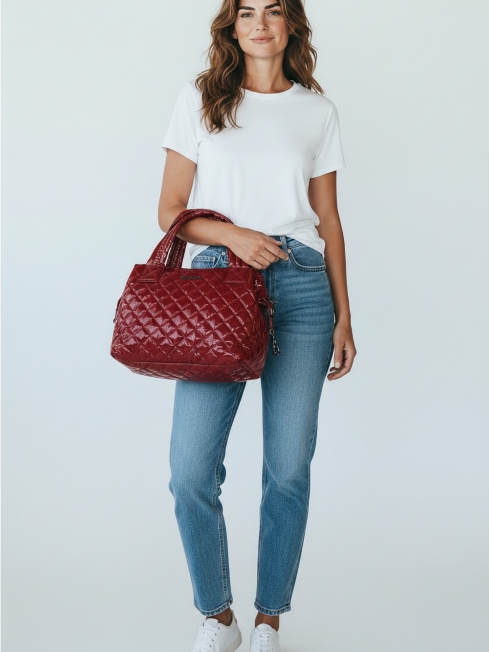 NWT RARE MZ Wallace Sutton Deluxe Medium Convertible Bag in Rouge Lacquer